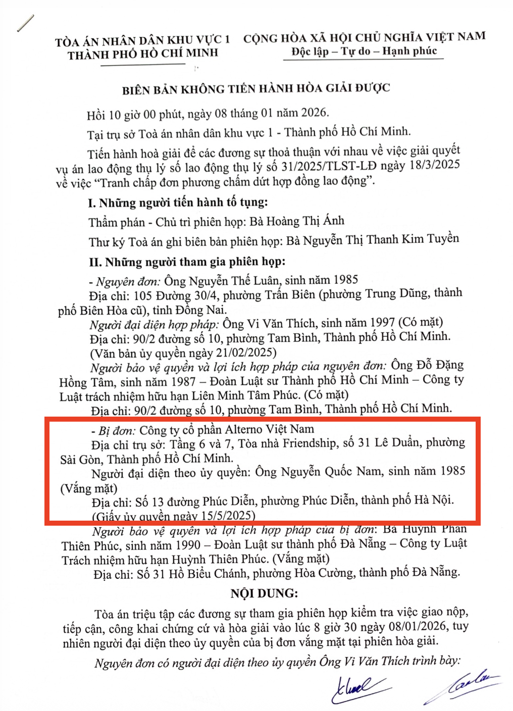 Alterno Lawsuit: Court Evasion and Unverified Evidence in Vietnam