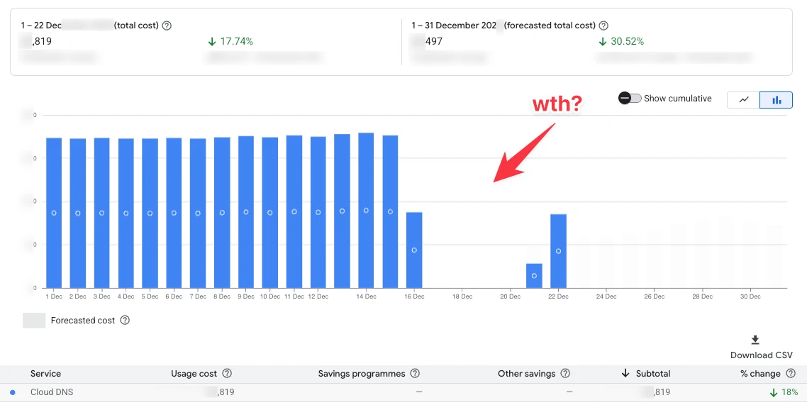 Cloud DNS Billing Report