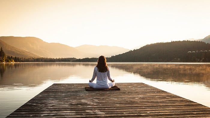 Meditation on a yoga mat