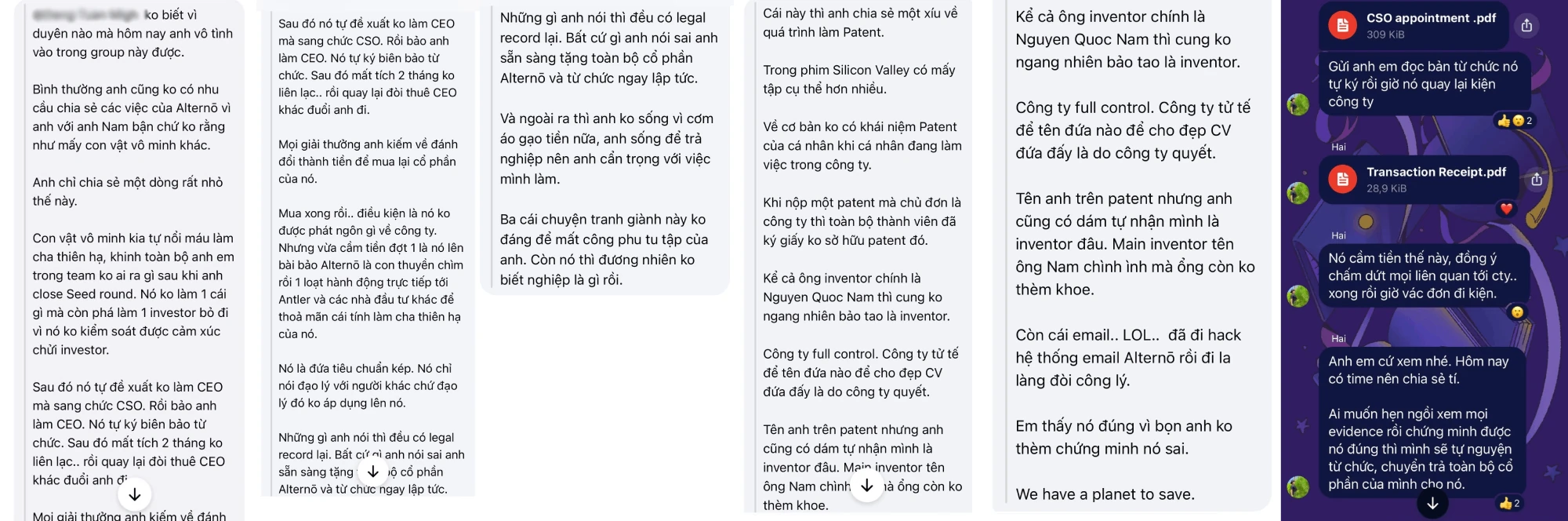A series of personally insulting remarks from Hai Ho, in a private group chat 23rd May 2025.