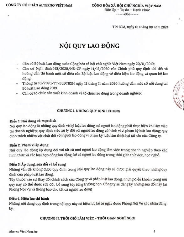 Revised Labour Regulation signed on 1st August 2024 by Hai Ho.