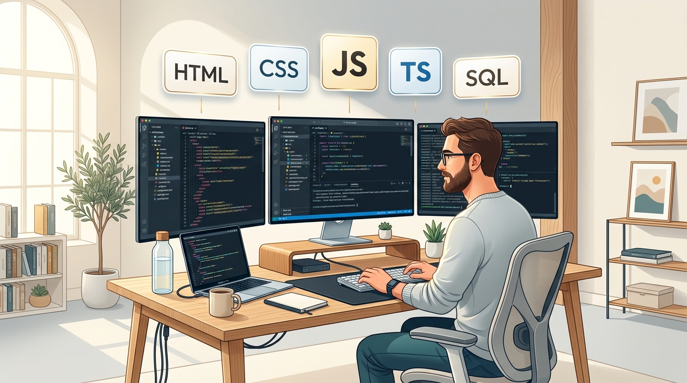 The Future Languages for the One-Person Dev Team: Why HTML, JS/TS, CSS, and SQL Win in the AI Era